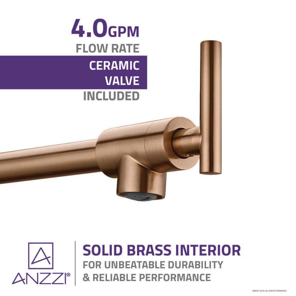 Braccia Series 24" Wall Mounted Pot Filler, Rose Gold