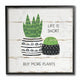 Life Is Short Cacti Succulents Wood Textured Design, 12"x12", Black Frame
