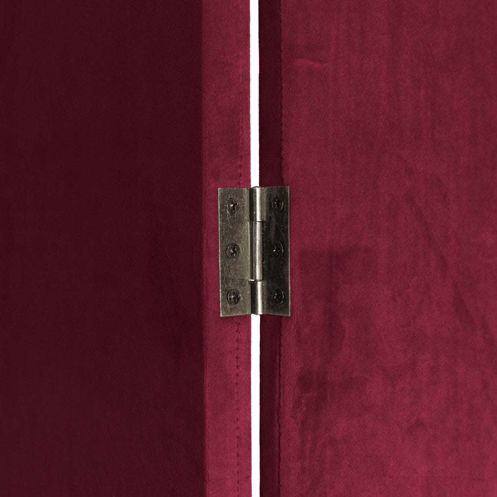 6 ft. Classic Arch Velvet Room Divider Burgundy 3 Panel