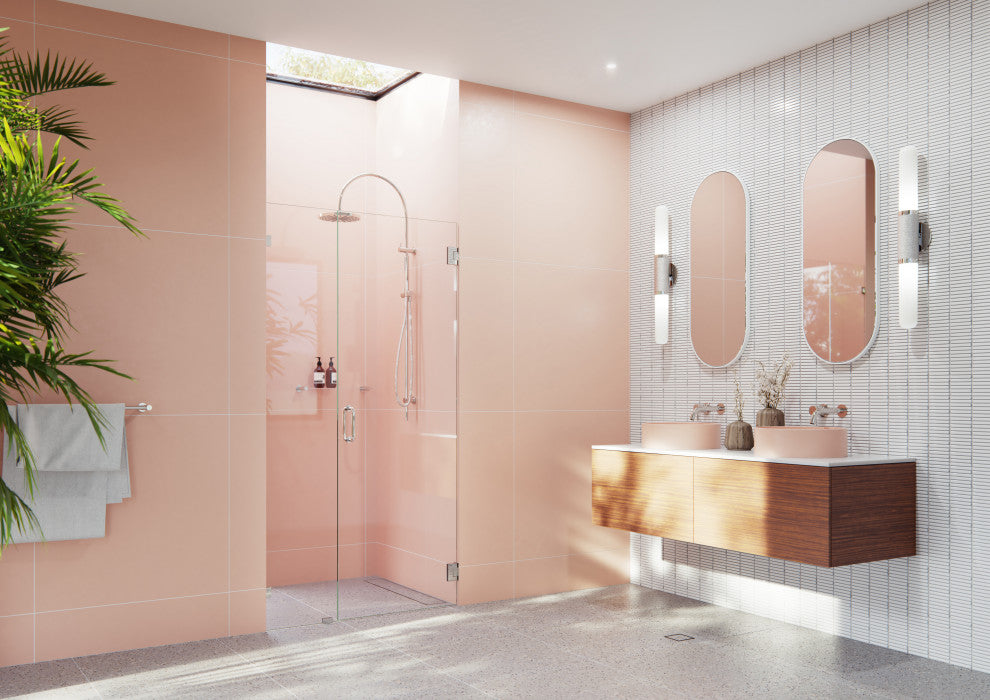 78"x44" Frameless Shower Door, Wall Hinge, Polished Nickel