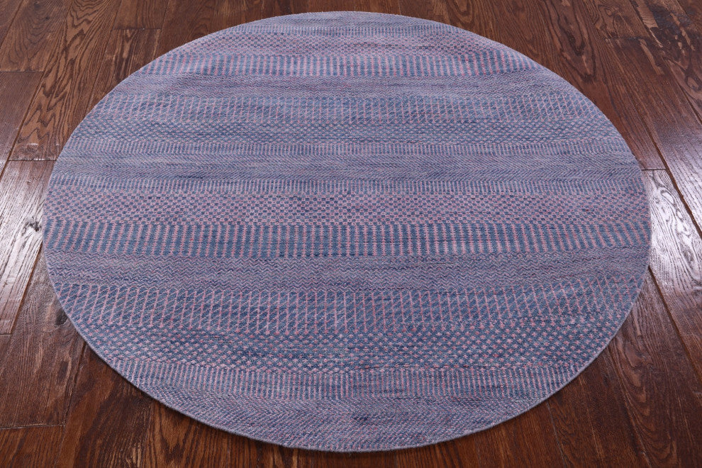 4' Round Wool and Silk Savannah Grass Hand Knotted Rug Q11484