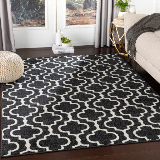 Surya Seville SEV-2317 7'10"x10'2" Rug, Black/White