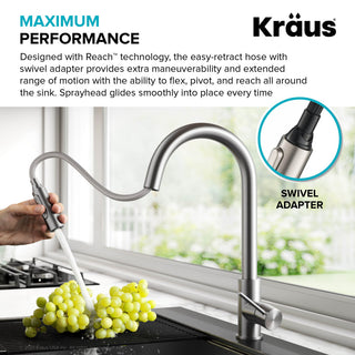 Oletto Pull-Down 1-Hole Kitchen Faucet, Spot Free Stainless Steel