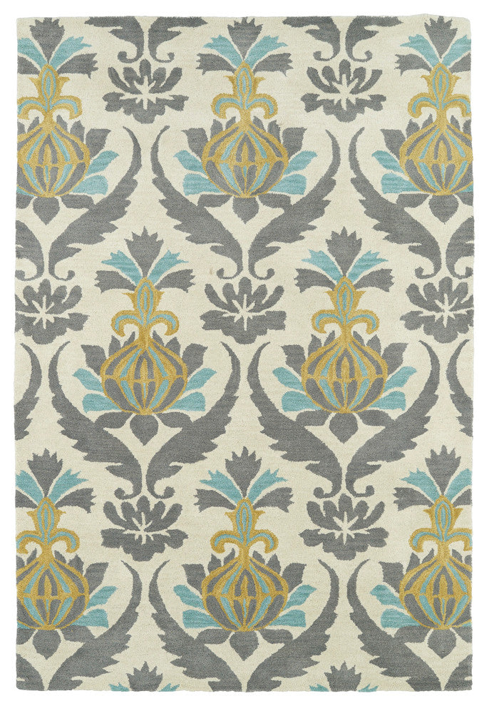 Kaleen Hand-Tufted Melange Ivory Wool Rug, 5''x7''9"