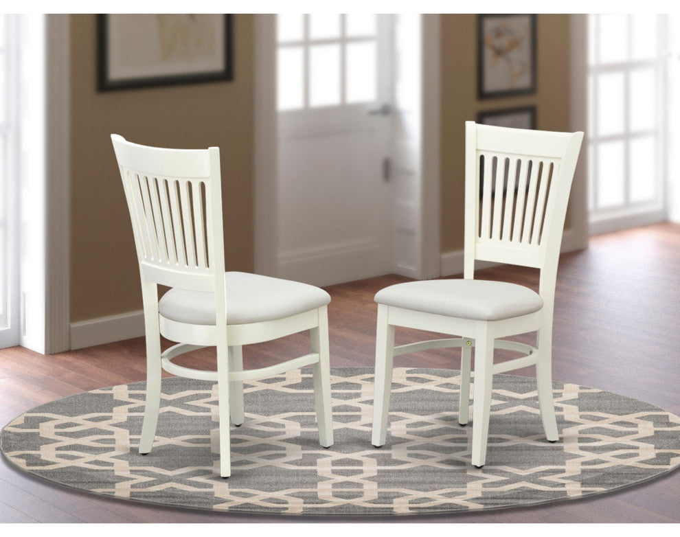 Dining Room Chairs 2Pc Set Seat, Slatted Back, Linen White Finish, Set of 2