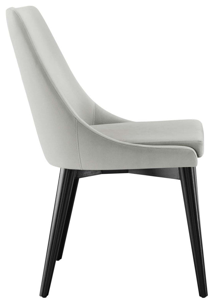 Viscount Accent Performance Velvet Dining Chairs, Set of 2, Light Gray