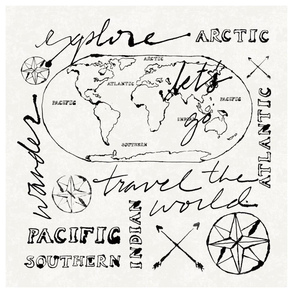 "Mapped Shorelines II" Digital Paper Print by Sue Schlabach, 26"x26"
