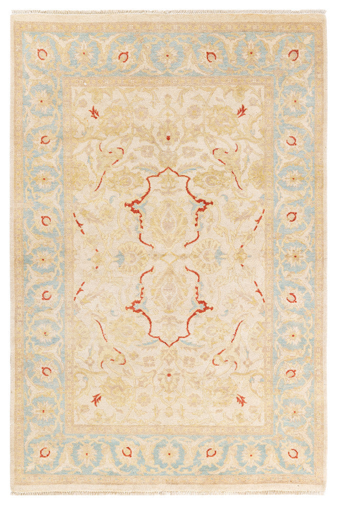 Eclectic, One-of-a-Kind Hand-Knotted Area Rug Ivory, 4' 2 x 6' 3