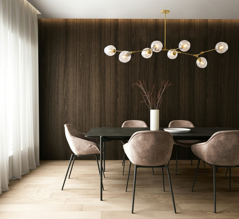 Black Metal Chandelier With Smoke Glass Shades, Gold