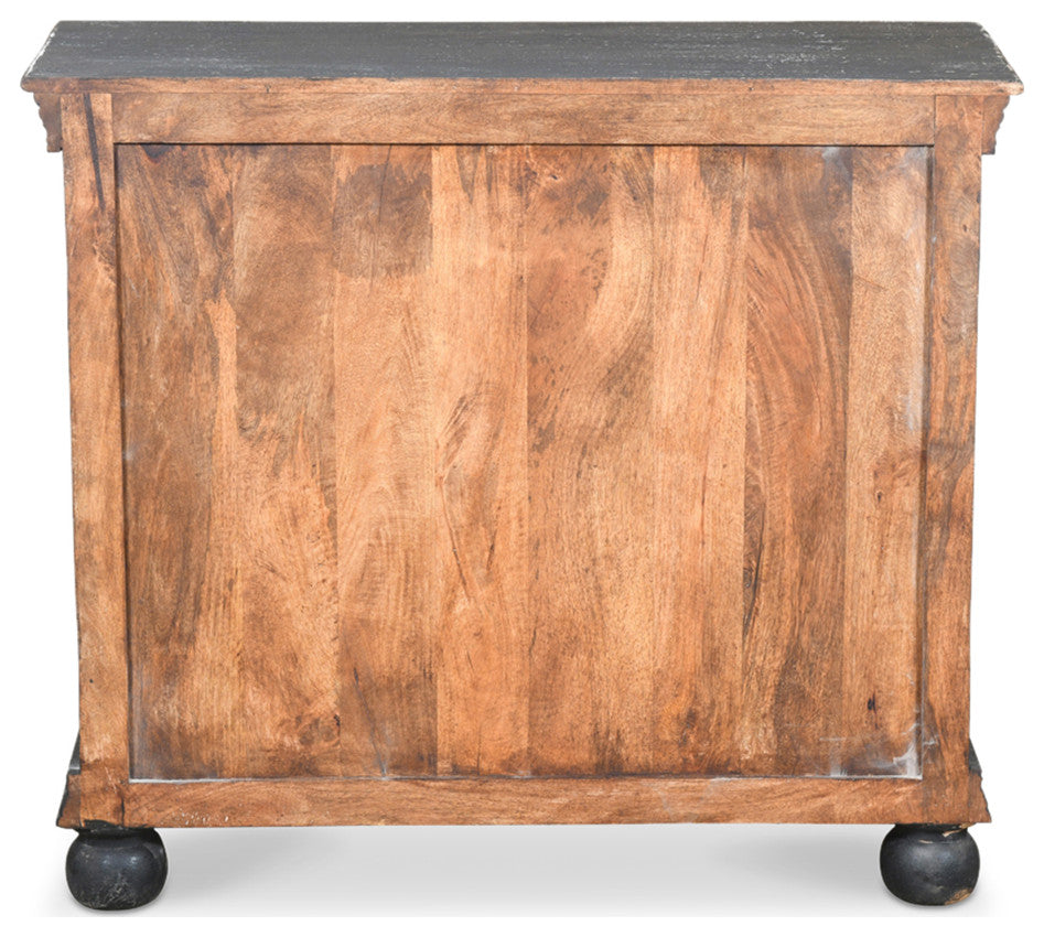 Luna Black Hand Carved 2 Door Accent Cabinet
