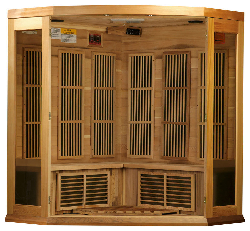 Maxxus 3 Person Far Ir Carbon Corner Red Cedar Sauna