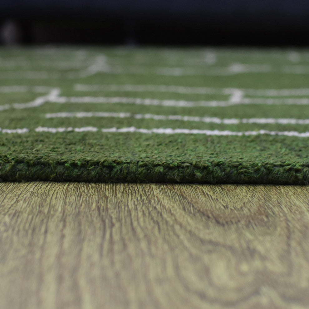 HAND KNOTTED LOOM SILK AREA RUGS-6'x9',Rectangle,Green White,Contemporary