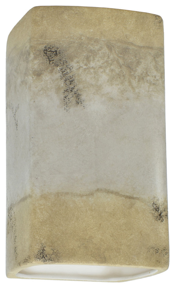 Ambiance, Small Rectangle, Closed Top, Outdoor, Wall Sconce, E26 Incandescent, Greco Travertine