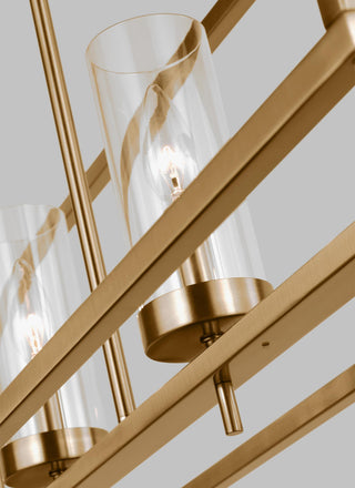 Zire Five Light Island Pendant, Satin Brass