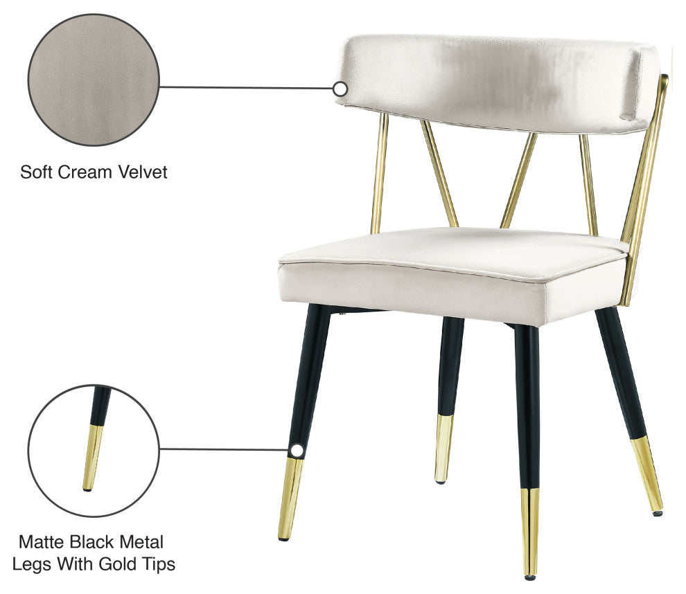 Rheingold Upholstered Dining Chair, Cream, Velvet