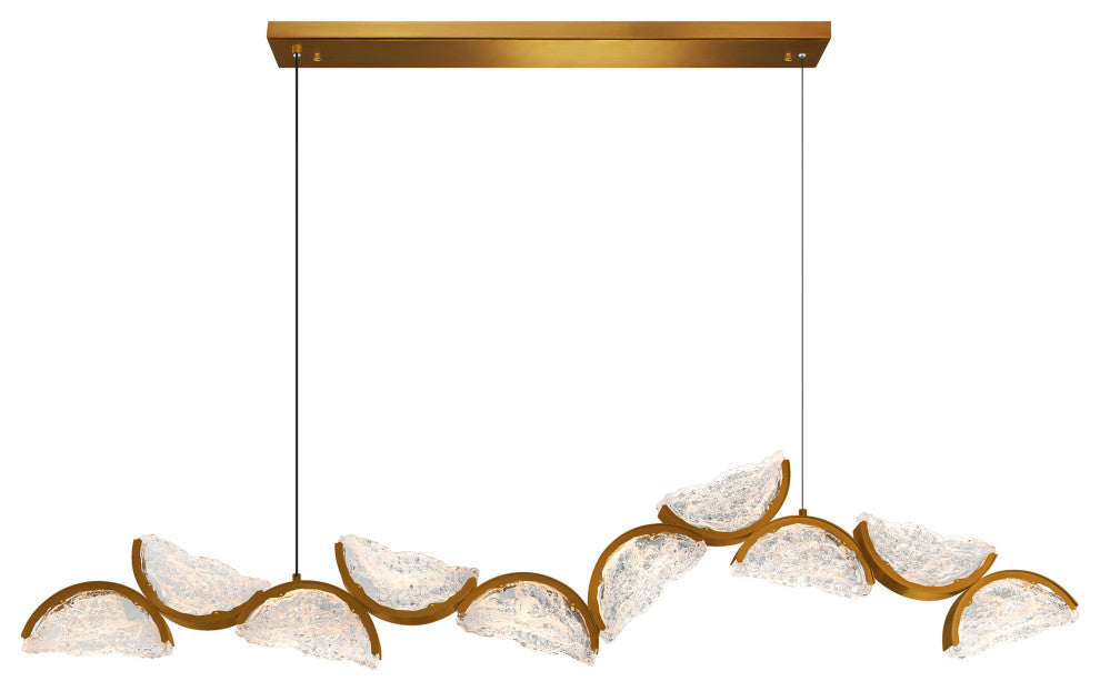 Moon Integrated LED Chandelier, Brass, 70 Inches