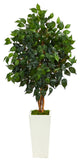4' Ficus Artificial Tree, White Tower Planter