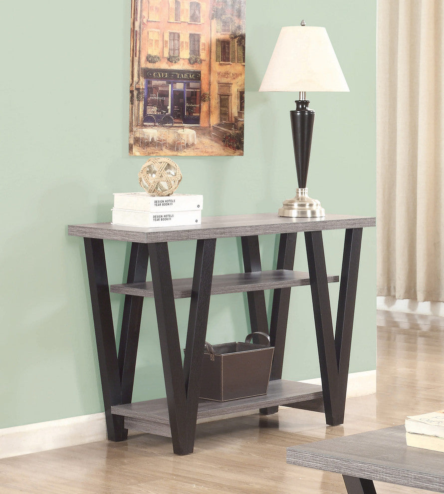 2 Shelf Console Table, Antique Gray