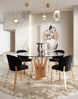 Modrest Paxton Modern Round Glass and Rosegold Dining Table