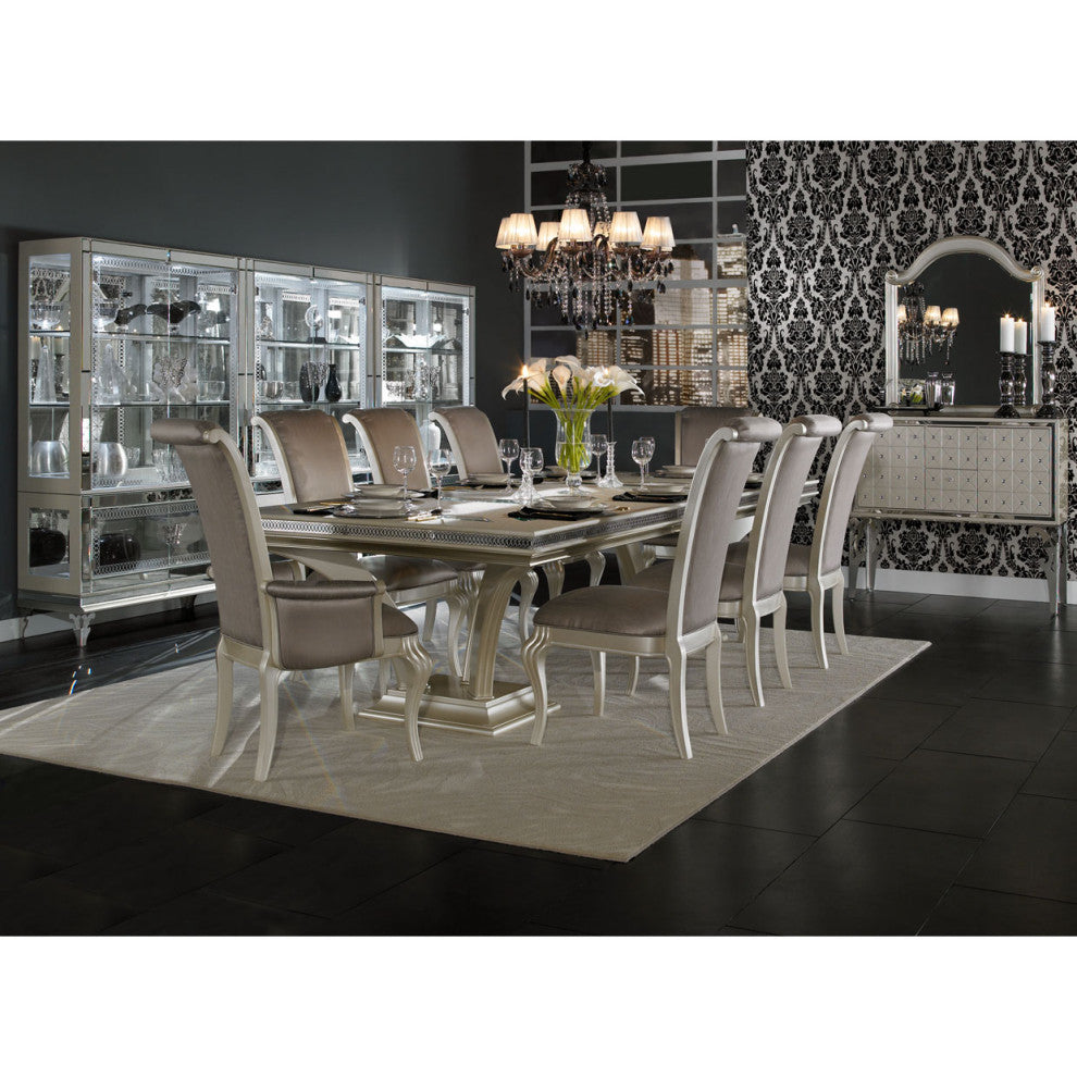 AICO Michael Amini Hollywood Swank Rectangular Dining Table, Pearl Caviar