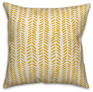 Yellow and White Modern Herringbone 20x20 Throw Pillow Cover