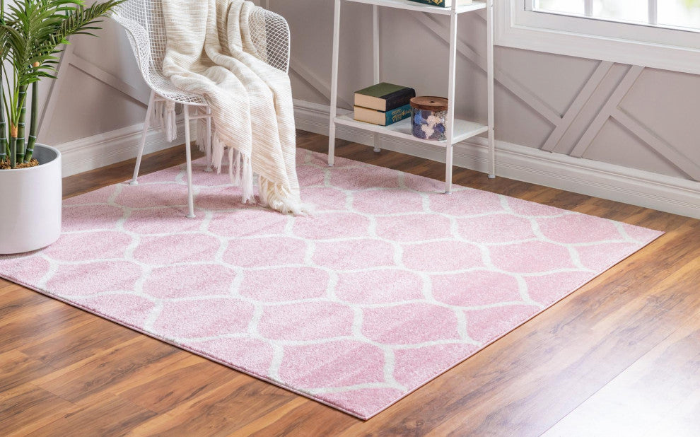Rug Unique Loom Trellis Frieze Pink Square 6' 0 x 6' 0