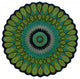 5" Round Green Peacock Feather Area Rug