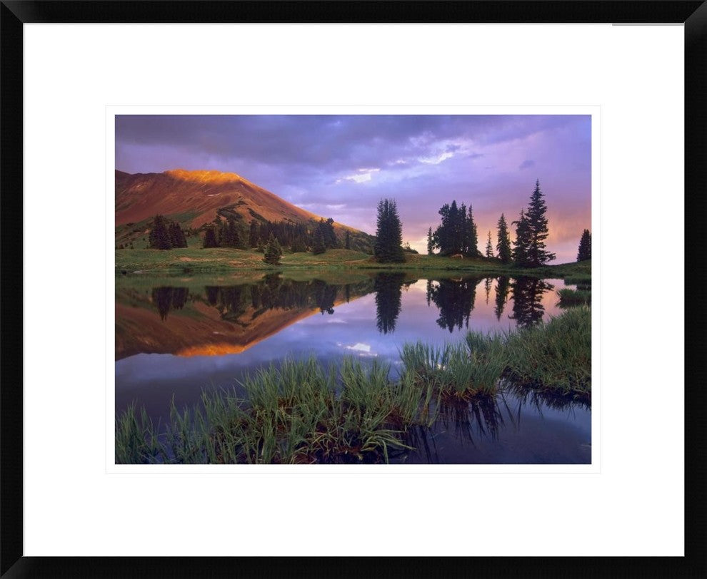 Mount Baldy At Sunset Reflected In Lake Along Paradise Divide, Colorado, 22"x18"