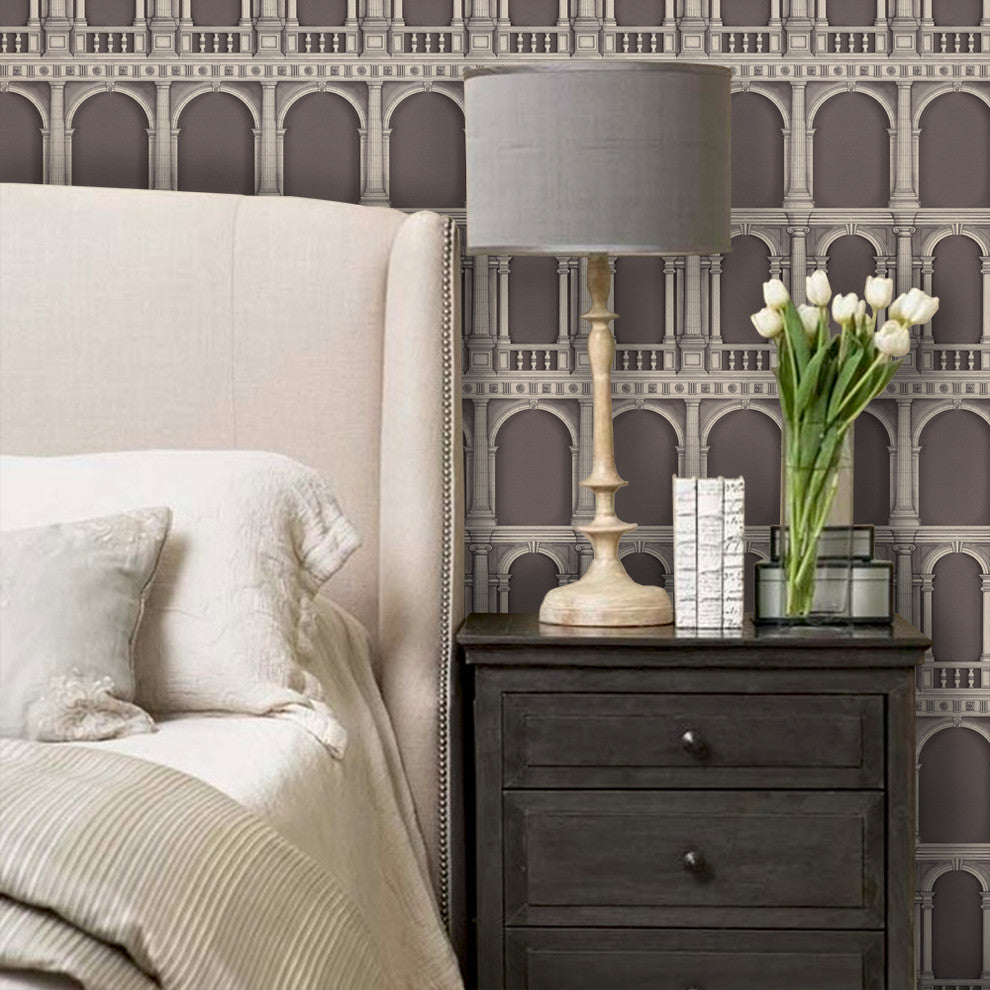 Classic Architecture Peel and Stick Vinyl Wallpaper , Brown, 24"w X 60"h