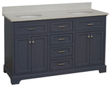 Aria 60" Bathroom Vanity, Marine Gray, Quartz, Double Vanity