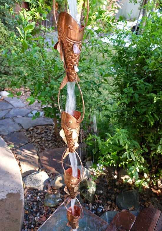 Fancy Koi Rain Chain with Installation Kit, 13'