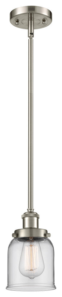 Small Bell 1-Light Pendant, Brushed Satin Nickel, Clear