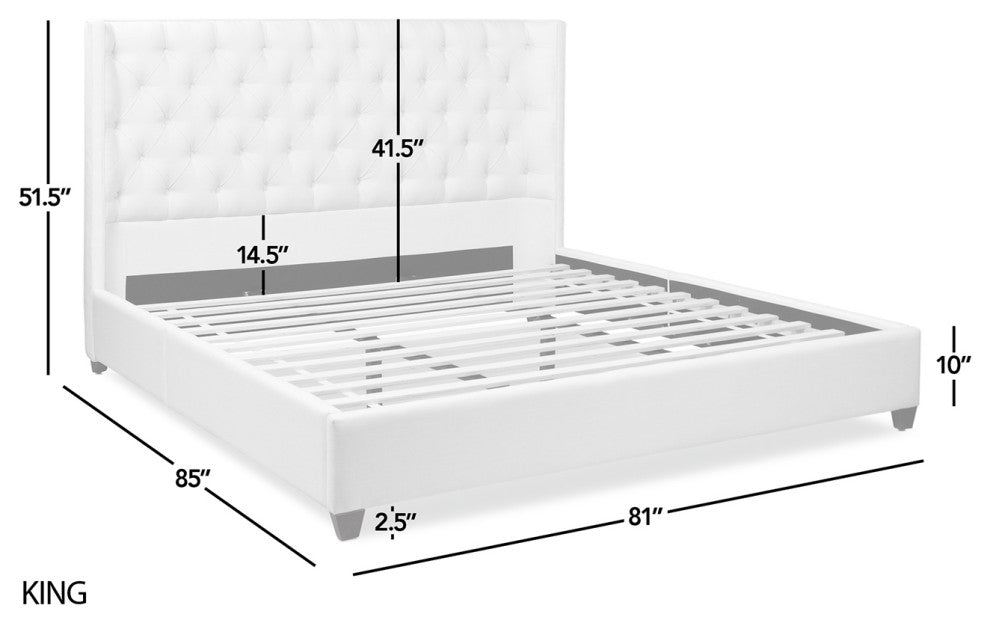 Manhattan Shelter King Platform Bed Frame, Light Beige Linen