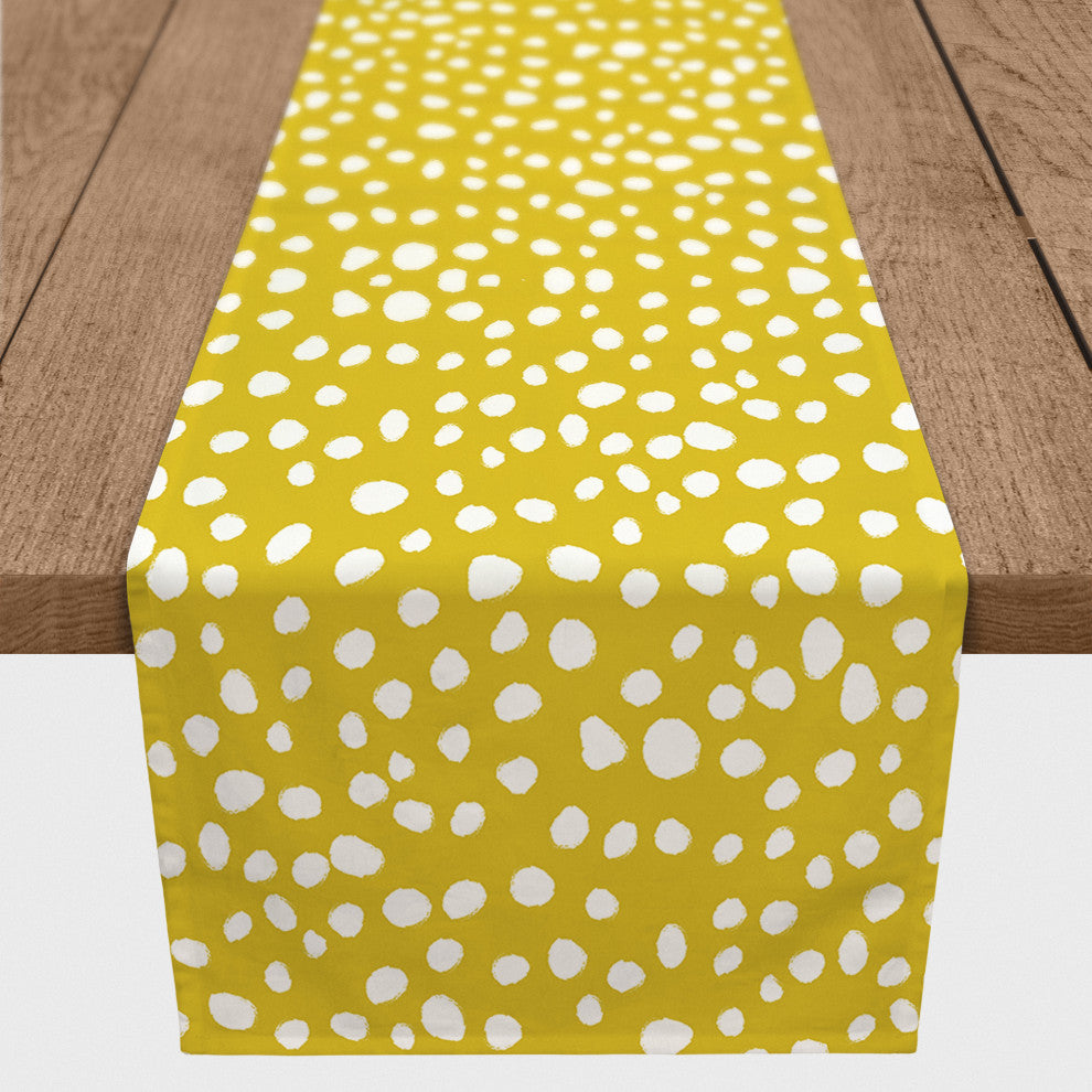 Yellow Painted Spots 16x72 Cotton Twill Runner