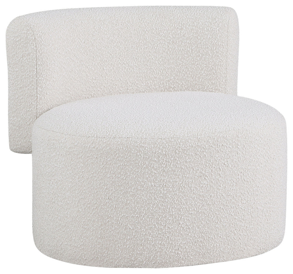 Como Boucle Fabric Upholstered Accent Chair, Cream