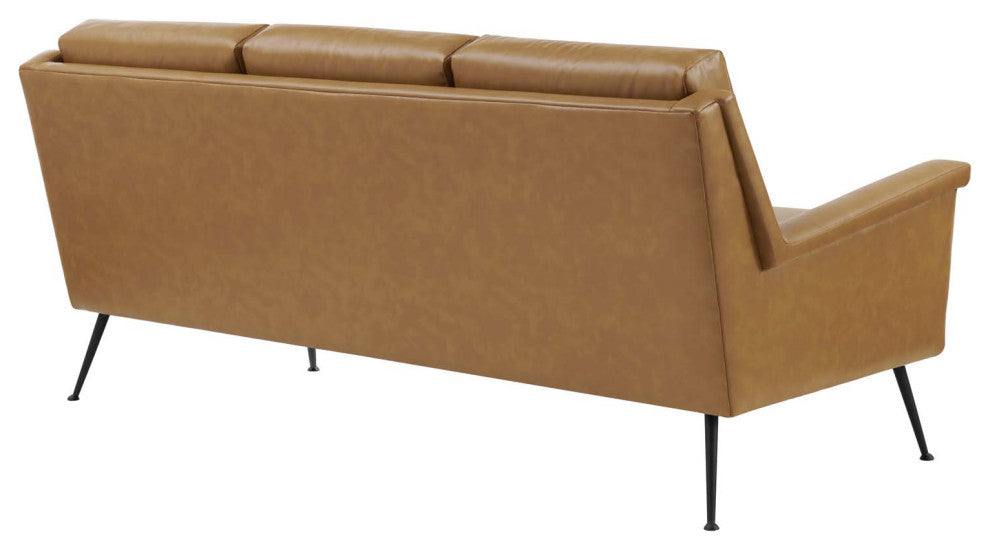 Chesapeake Vegan Leather Sofa-Black Tan