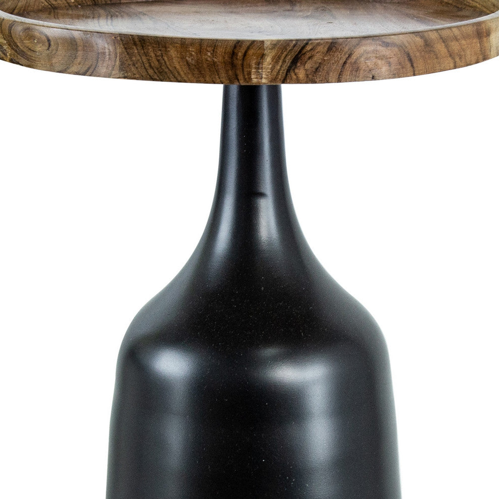 Benzara BM285231 17" Side Table Flared Pedestal Base, Aluminum, Black