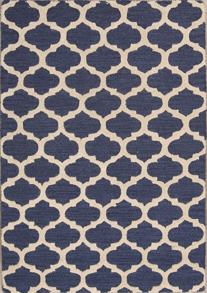 Hand-tufted Trellis Indian Oriental Wool Area Rug, 4x6'