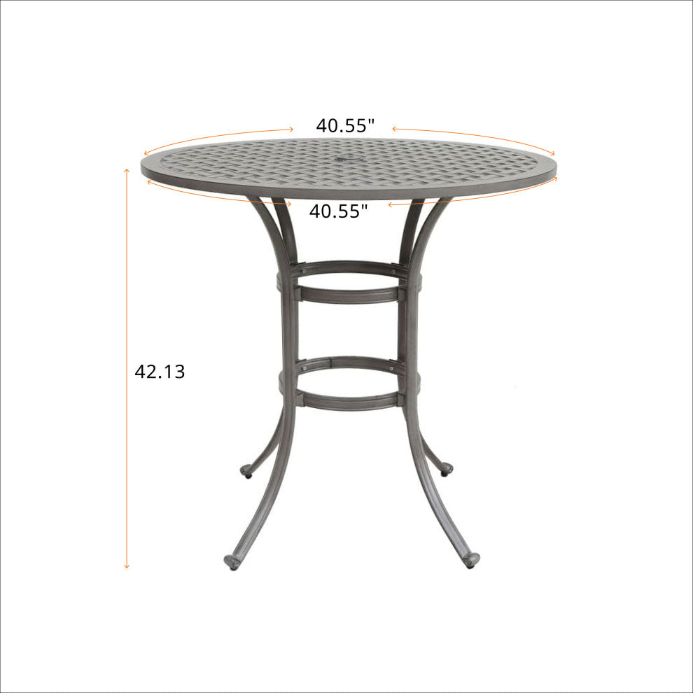 Carlsbad 42" Cast Aluminum Round Bar Table, Heritage Grey