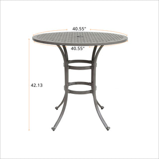 Carlsbad 42" Cast Aluminum Round Bar Table, Heritage Grey