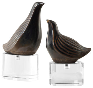 Uttermost - 18144 - Sculptures, S/2 - Nesting Bird - Gunmetal Gray