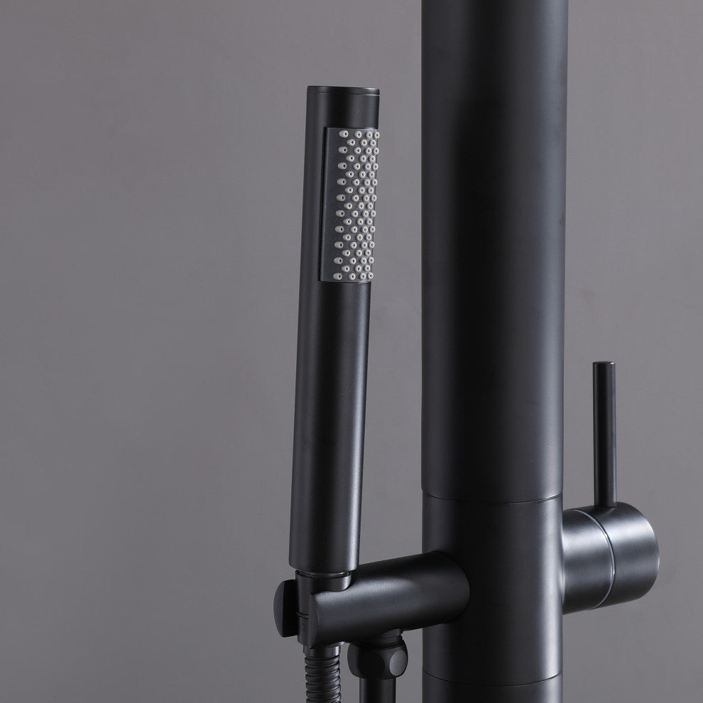 Free Standing Outdoor Shower with Handheld Shower, Matte Black
