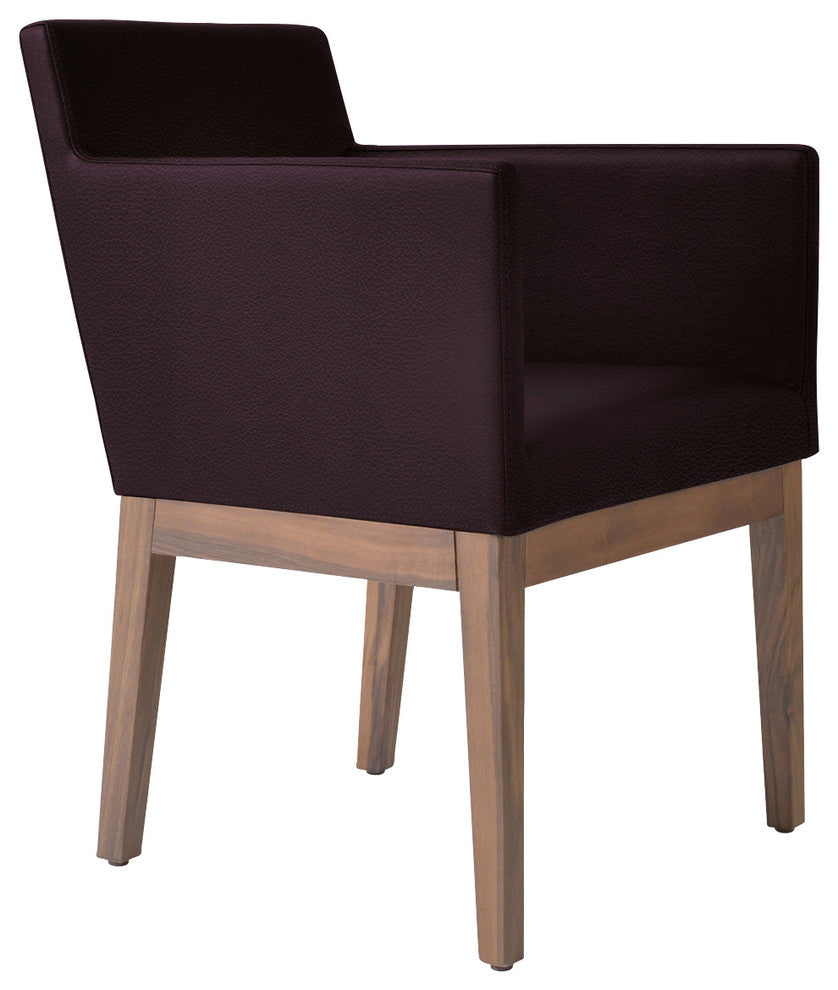 Harput Wood Chair, American Walnut Base, Brown Leatherette