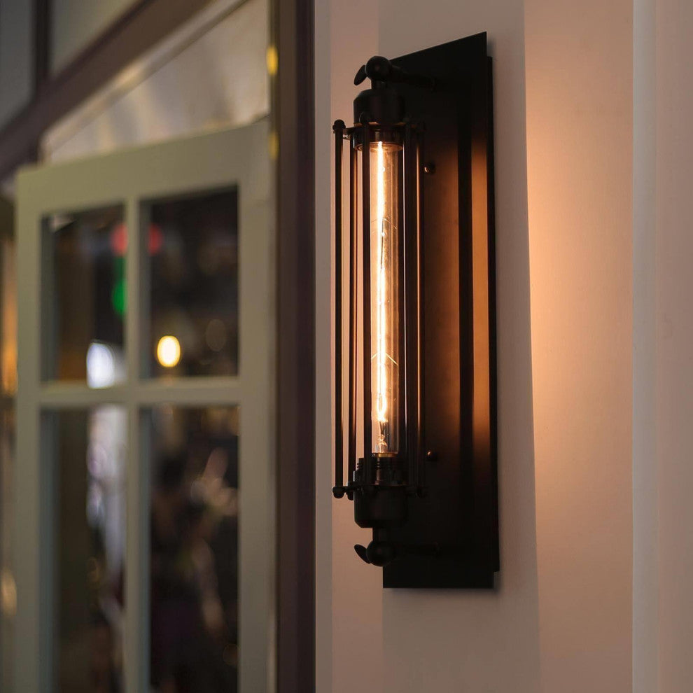 LNC 1-Light Matte Black Modern Thermometer-Like Wall Sconce For Foyer