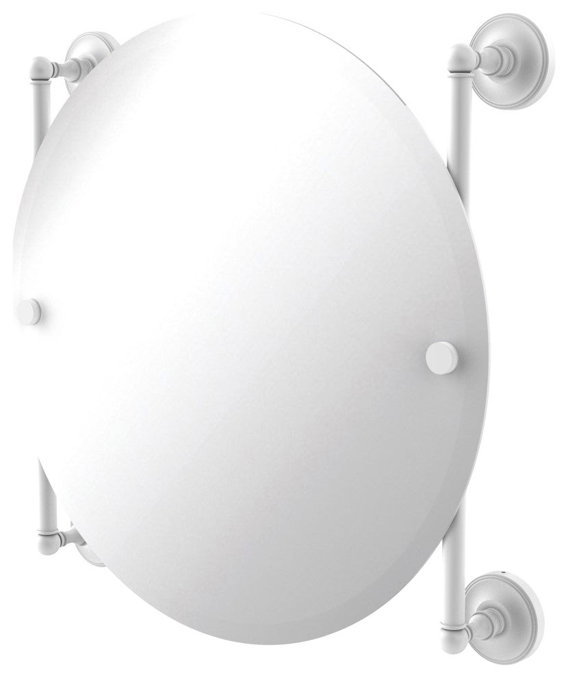 Prestige Regal Round Frameless Rail Mounted Mirror, Matte White