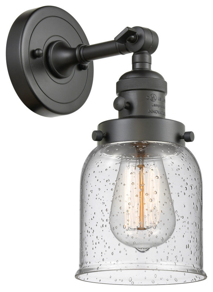 Small Bell 1-Light LED Sconce, Oil Rubbed Bronze, Glass: Seedy