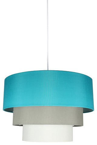 Renzo 3-tier Shade Pendant, 18"x12", Teal, Moss Gray, Eggshell