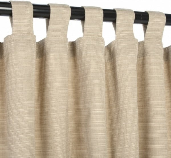 Dupione Sand Sunbrella Outdoor Single-Panel Curtain With Tabs, 96"