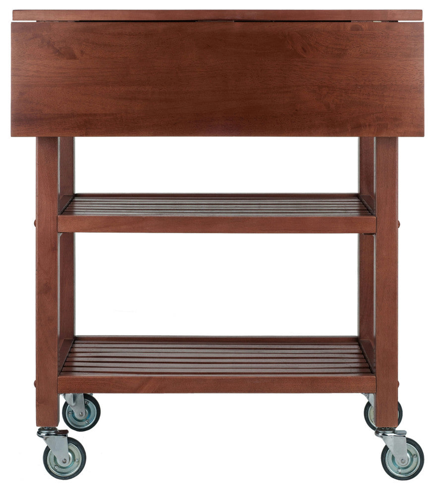 Winsome Jonathan Transitional Solid Wood Kitchen Cart in Walnut