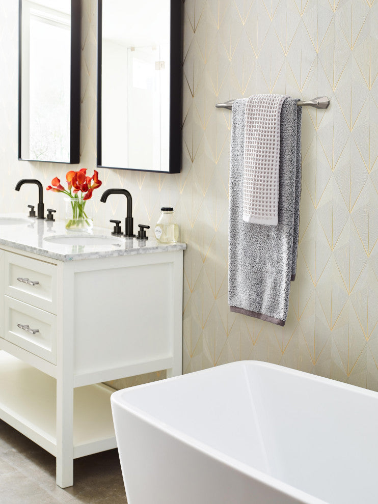 Amerock St. Vincent Contemporary Towel Bar, Brushed Nickel, 18" Center-to-Center
